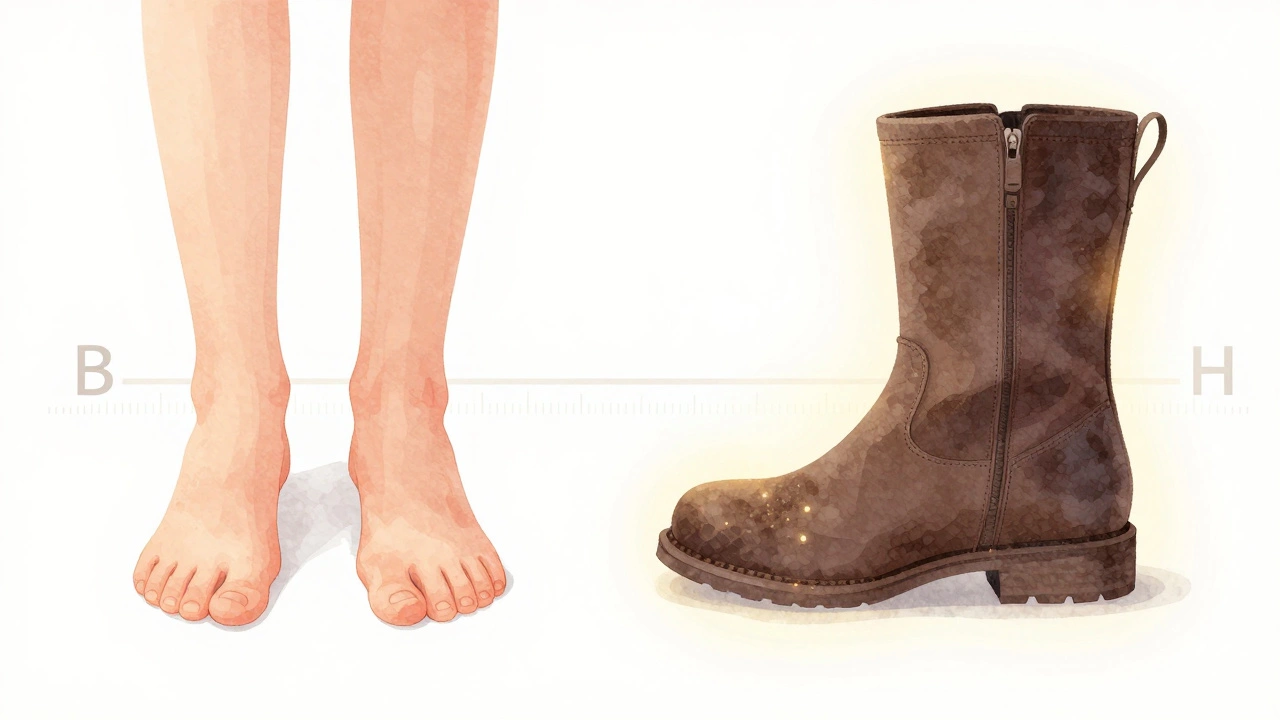 Side-by-side comparison showing narrow vs. wide boot fit, highlighting toe pressure and relief.