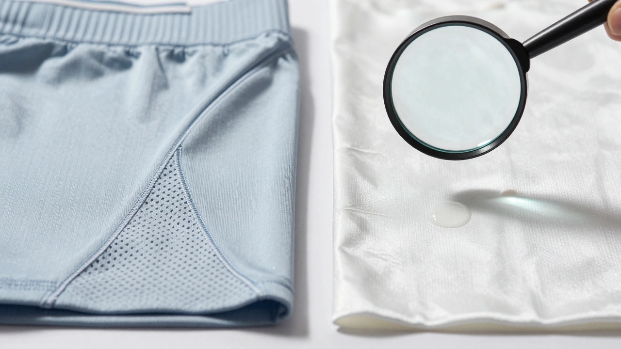 Close-up comparison of sportswear and athleisure fabric samples under clinical lighting.