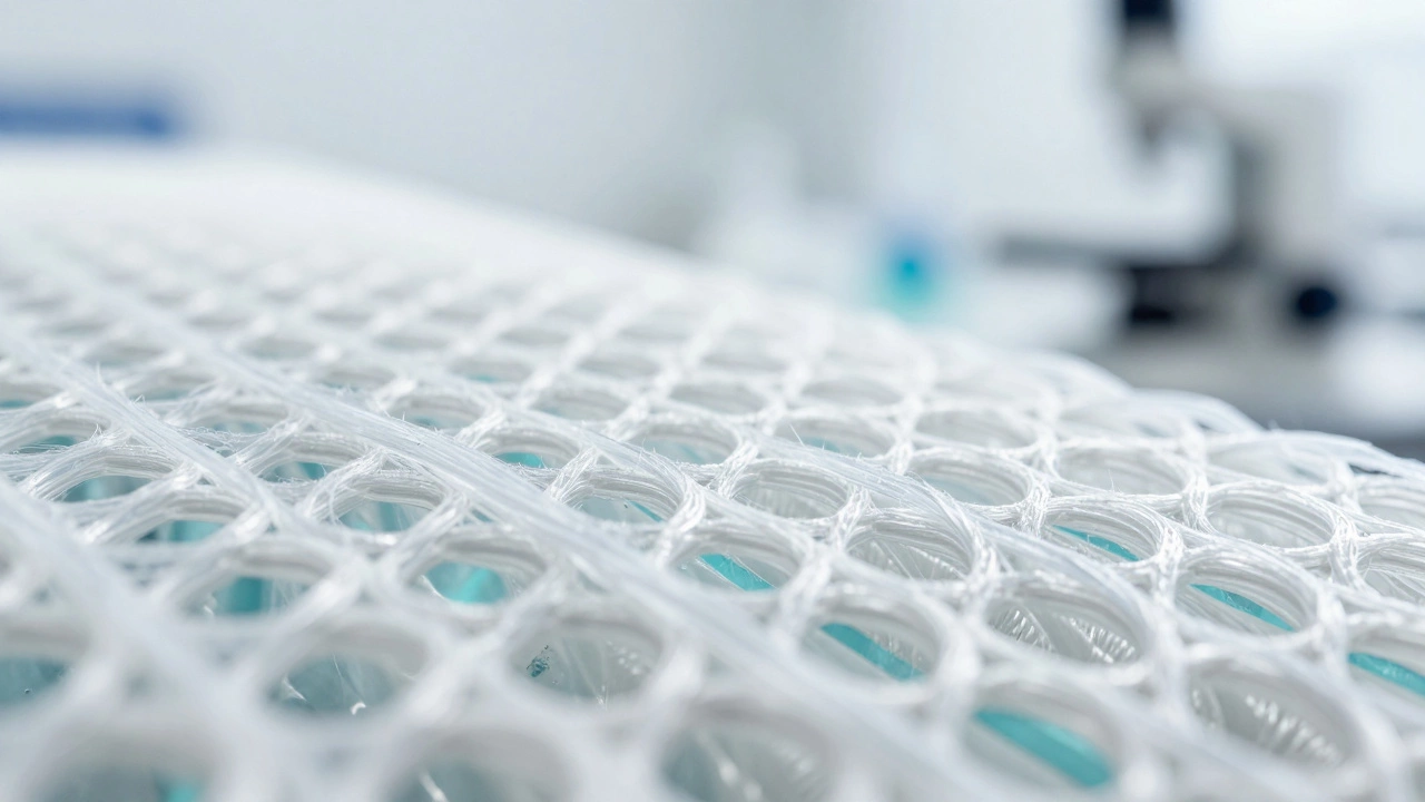 Close up of engineered technical fabric fibers