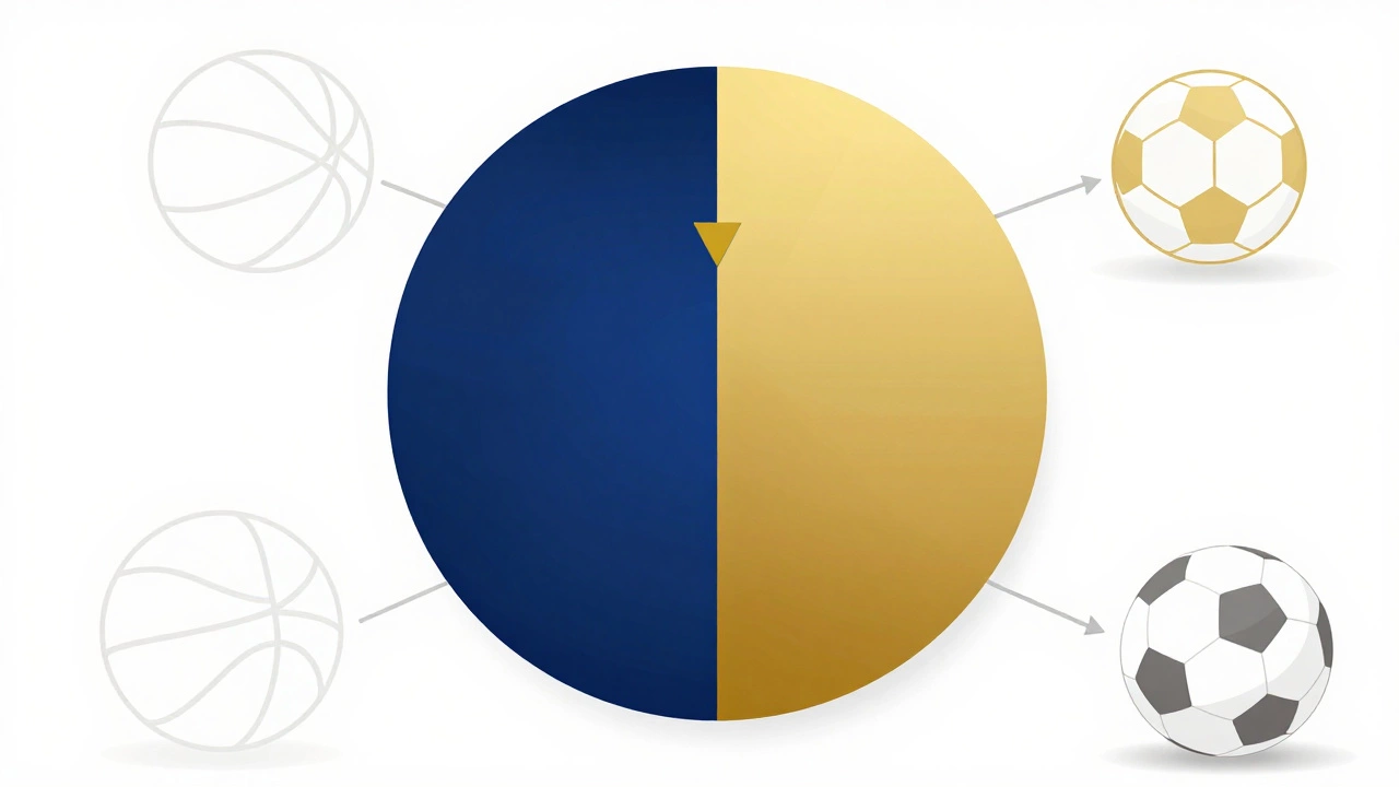 Color wheel illustrating contrast between dark home and light away uniforms.