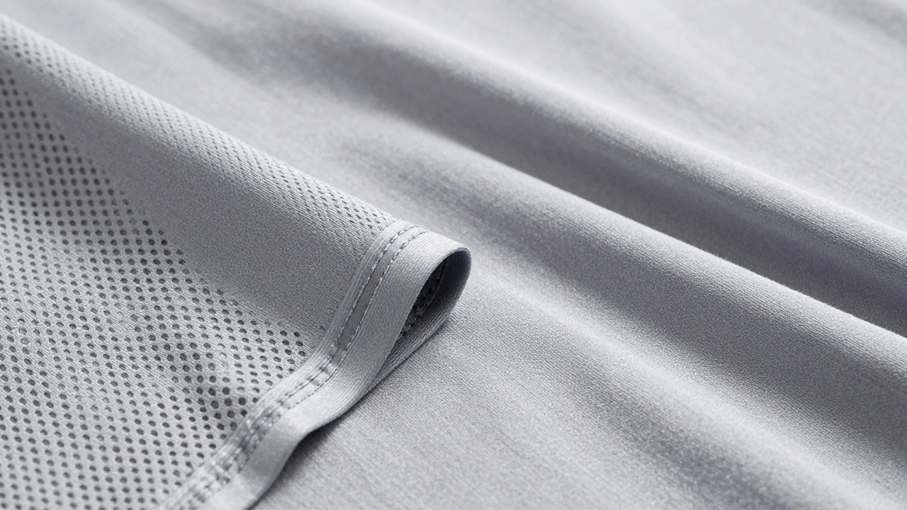 Close-up comparison of technical sportswear fabric and soft activewear material