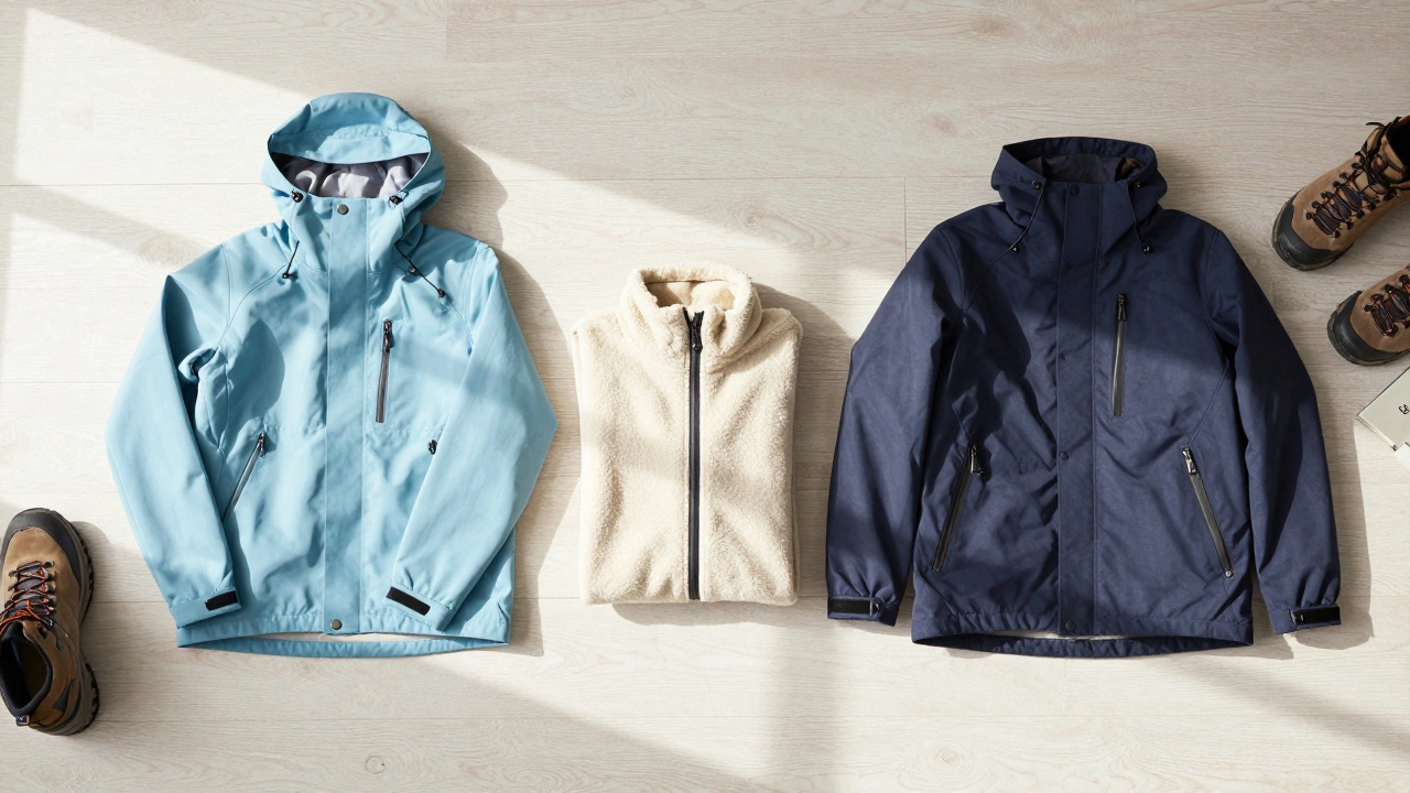 Flat lay showing a 3-in-1 jacket separated and combined