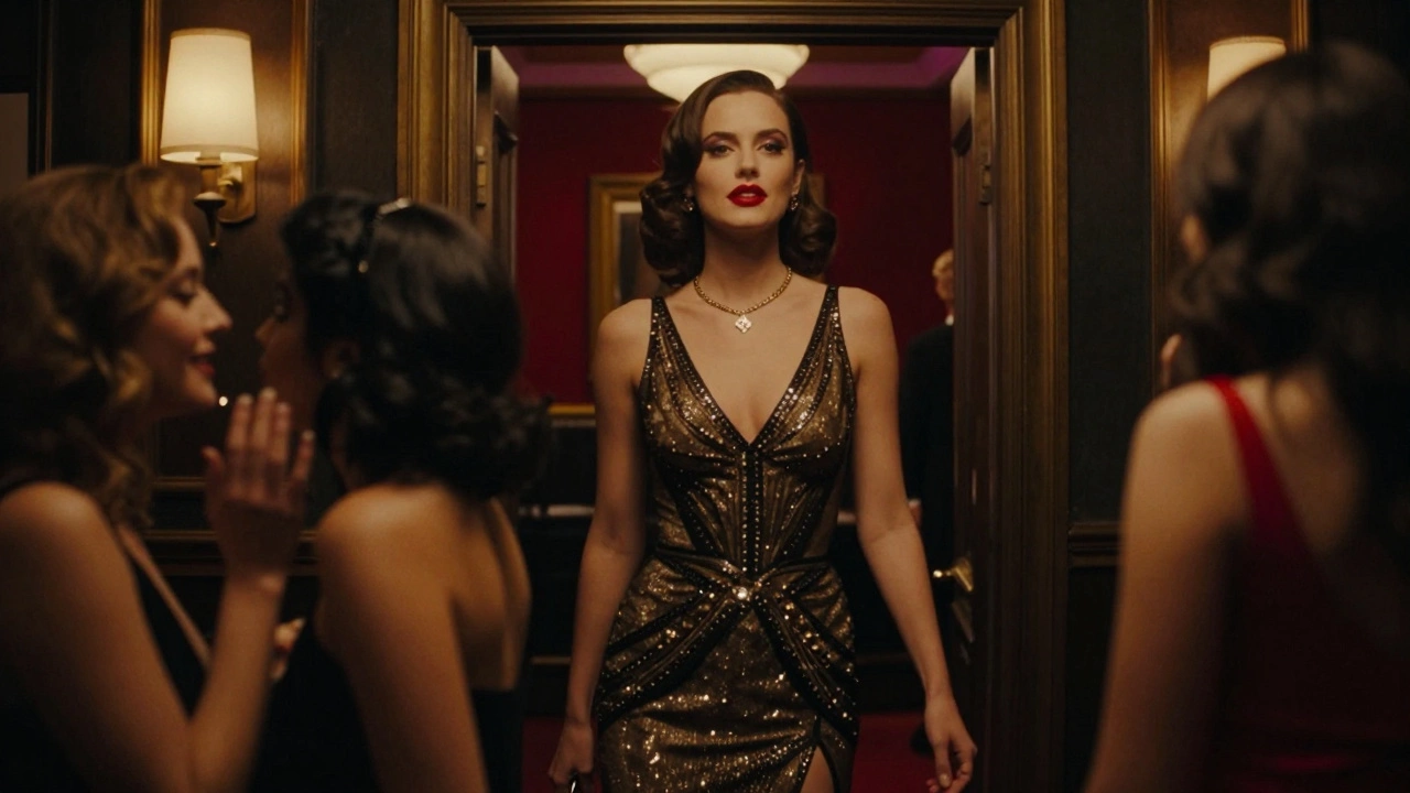Glamorous woman entering a London club, turning heads