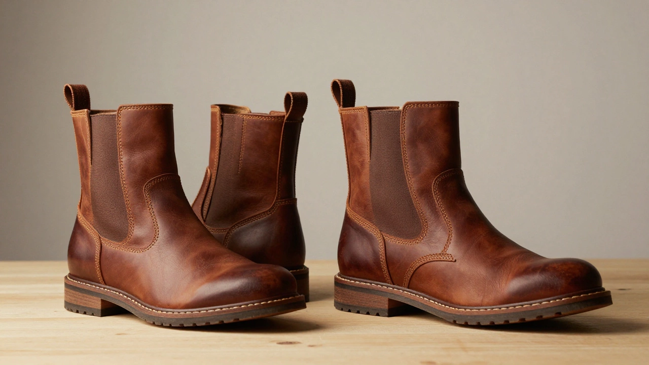 Side-by-side comparison of slim and roomy leather boot styles