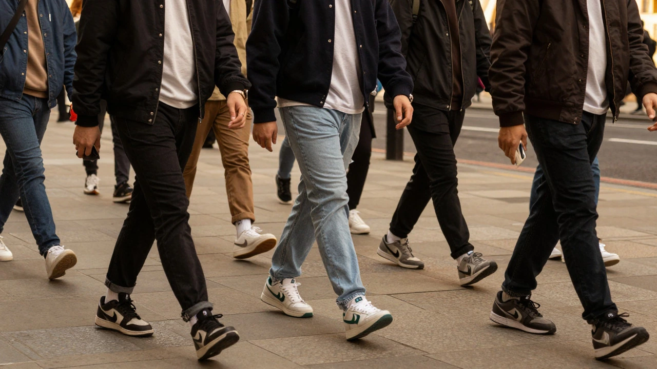 Young people in London wearing stylish sneakers and trainers