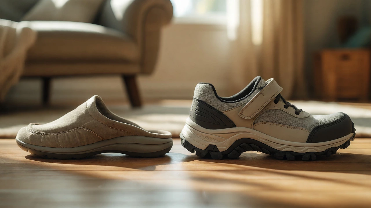 Comparison of unsafe slippers versus structured house shoes